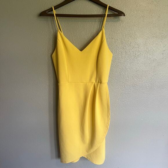 Yellow Spaghetti Strap V-Neck Bodycon Dress Size Medium - Picture 1 of 7